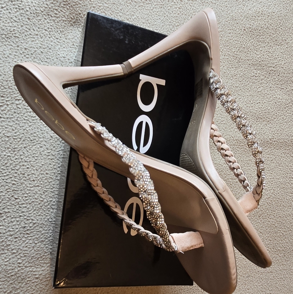 Brand New Bebe Tan and Silver Braided Sandals - Picture 2 of 7